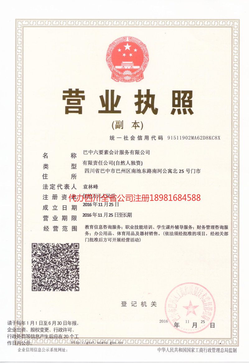 巴中市巴中市六要素会计服务有限公司